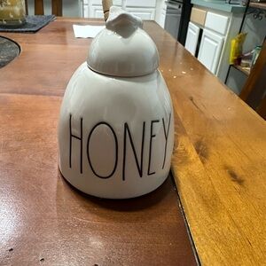 Rae Dunn Chic White Honey Jar with Lid